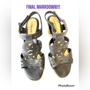 Croft & Barrow Croft & Borrow Cork Wedge Black Sandals Color: Black